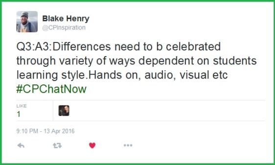 Blake brings up the importance of learning styles.