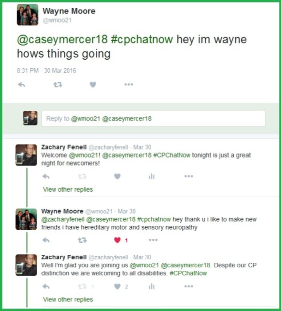 CPChatNow welcomes those who have a disability different from cerebral palsy.