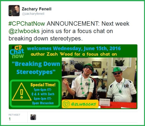 #CPChatNow co-host Zachary Fenell announces Zach Wood will lead a focus chat on breaking down stereotypes Wednesday, June 15th.