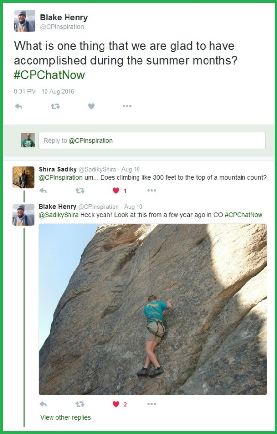 Blake Henry asks "What's one thing we're glad to have accomplished over the summer months?"