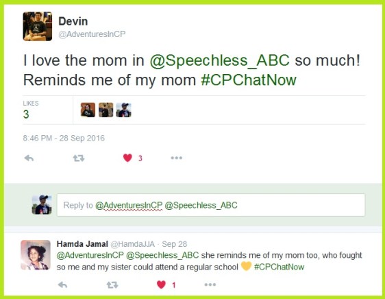 Multiple #CPChatNow community members relate to the mother in Speechless.