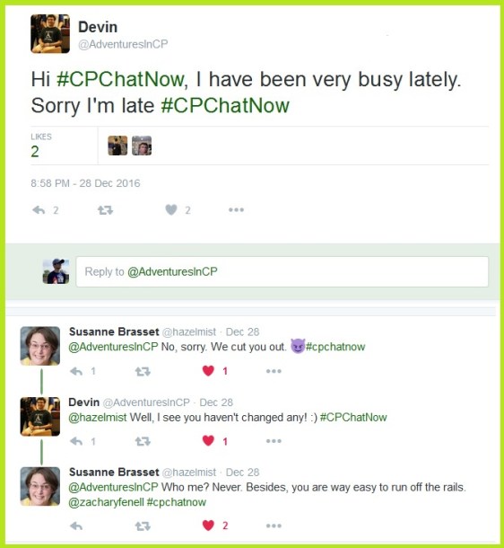 #CPChatNow participants engage in friendly banter.