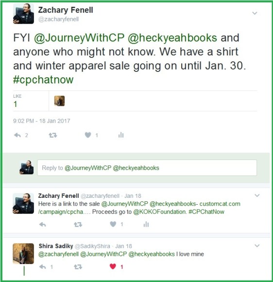 Zachary gives a FYI about the current #CPChatNow t-shirt and winter apparel sale.