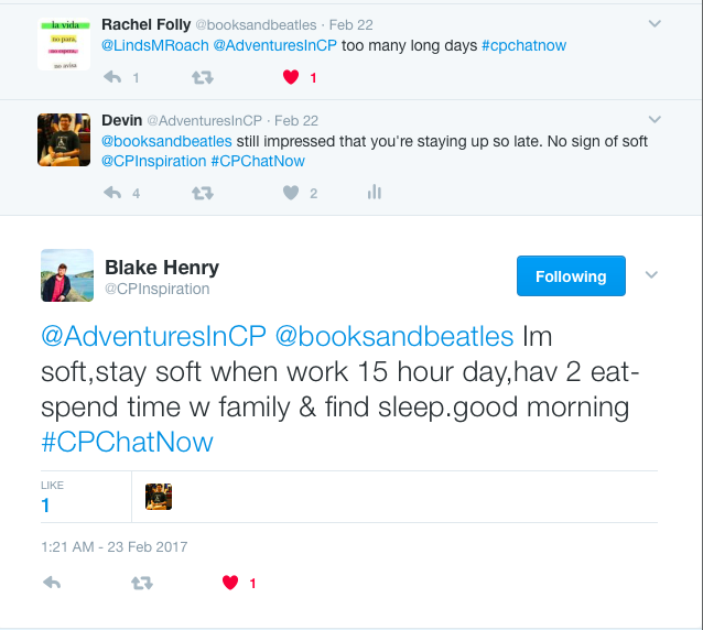 Devin needling Blake he is not on the chat and Blake listing the 5 things he is doing