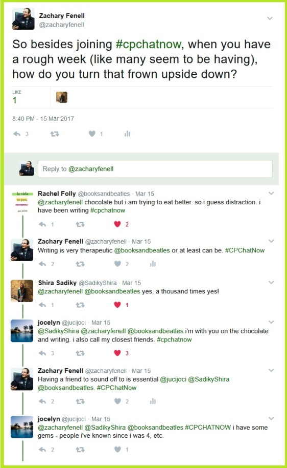 #CPChatNow co-host Zachary Fenell wants to know how participants turn their frowns upside down.