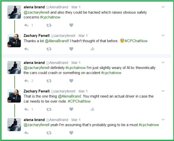Alena addresses some safety concerns with self-driving cars.