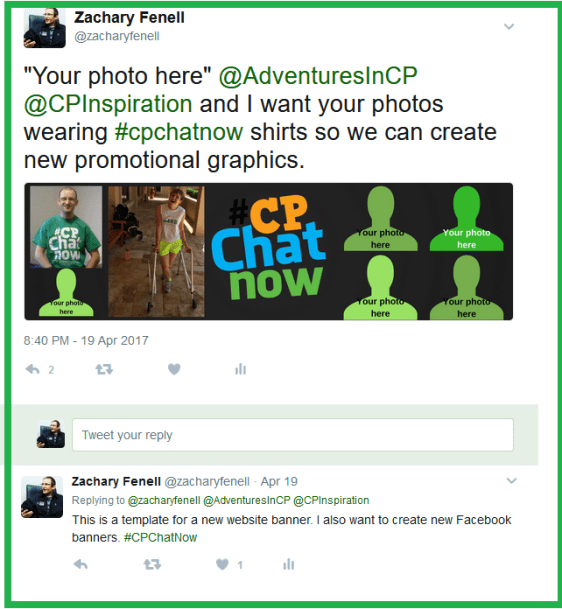 Zachary Fenell shares a prototype for a new website banner while requesting photos to include in said banner. 