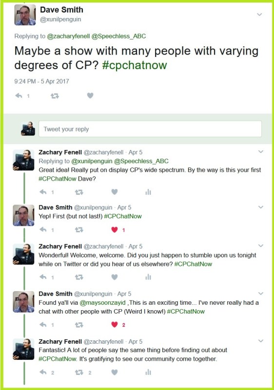 Newcomer to #CPChatNow Dave Smith wants to see a variety of CP cases on a Speechless episode.