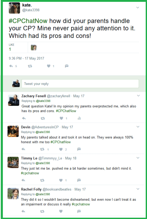 #CPChatNow participants share how their parents handled the cerebral palsy diagnosis.