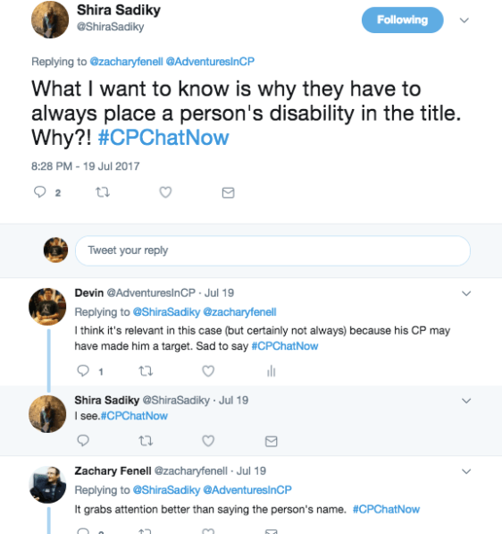 Members discussing disability use in headlines 