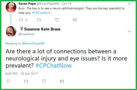 Dr. Karen Pape's response to a question about vision leads Susanne Kate Brass to ask a follow-up question.