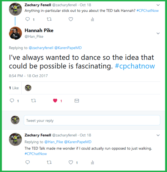 Zachary and Hannah discuss Dr. Pape's Tedx Talk, noting activities they want to do. 