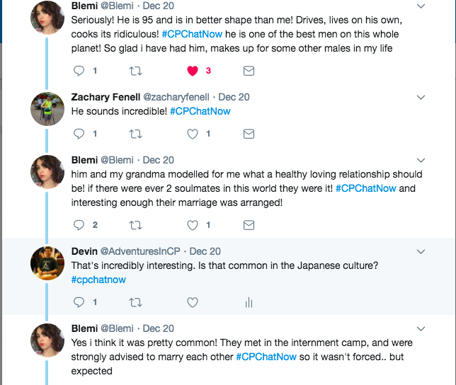 Blemi discussing her grandfather's active lifestyle and her grandparents meeting in the internment camp