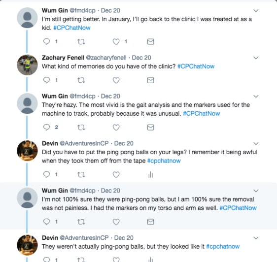 Wum Gin discussing returning to her original clinic. We discussed memories of our gait analysis and the pain the removal of the markers caused