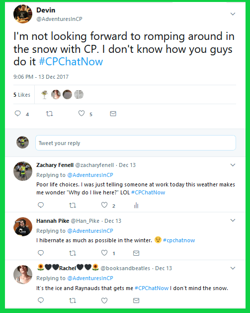 Devin says he does not know how those of us in regions where it snows manages with the white mess.