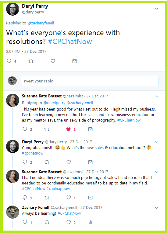 Daryl Perry asks #CPChatNow participants about their experiences with New Year resolutions.