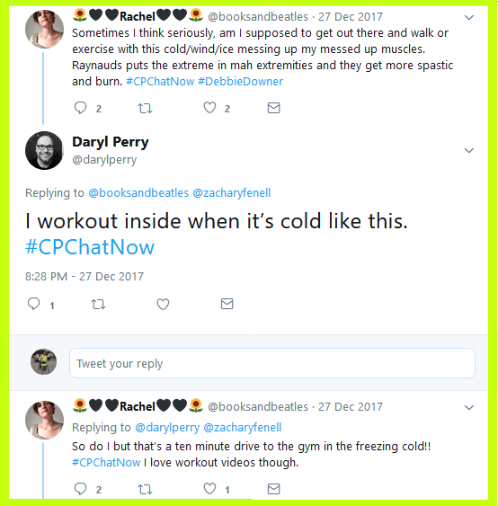 Rachel finds difficulty working out in the cold.