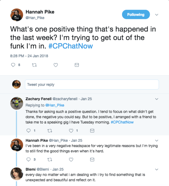 Hannah asked about positive this week. 