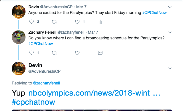 Devin passed along the Paralympic schedule
