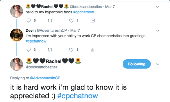 Rachel greeting her Hypertonic boos. I expressed appreciation for her greetings