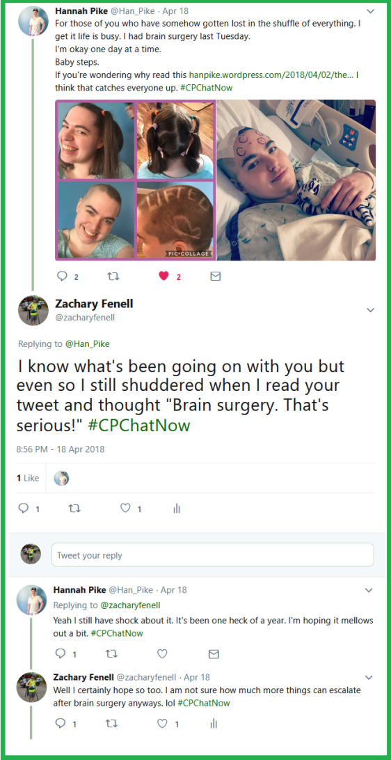Hannah gives #CPChatNow an update on her health.