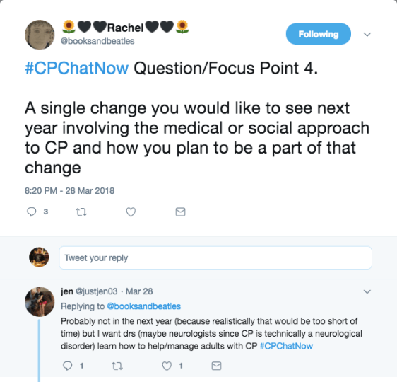 Rachel asking what members want to see change with CP. Jen mentioned better medical management