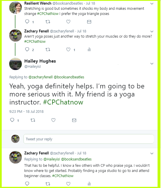#CPChatNow participants compare stretching and yoga.