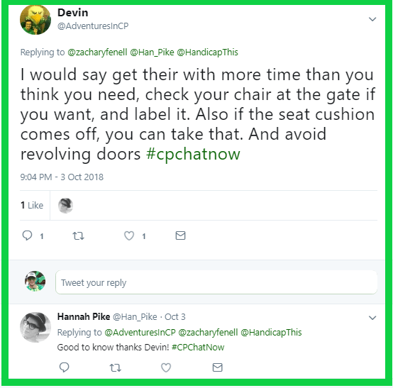 Devin offers Hannah advice for traveling by plane.