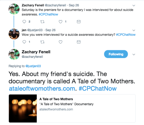 Zach shared a documentary about his friend's suicide is premiering