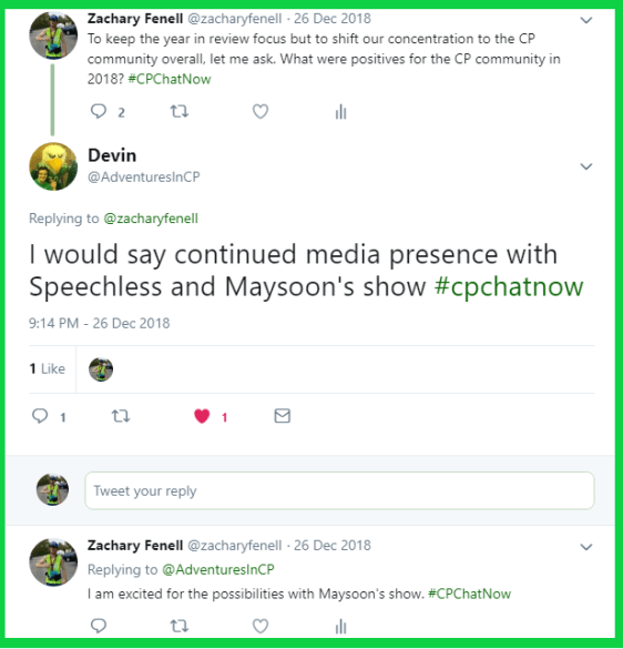 Devin and Zachary discuss the positives 2018 brought the general cerebral palsy community.