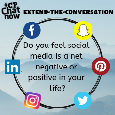 This week's extend-the-conversation question  asks "Do you feel social media is a net negative or positive in your life?"