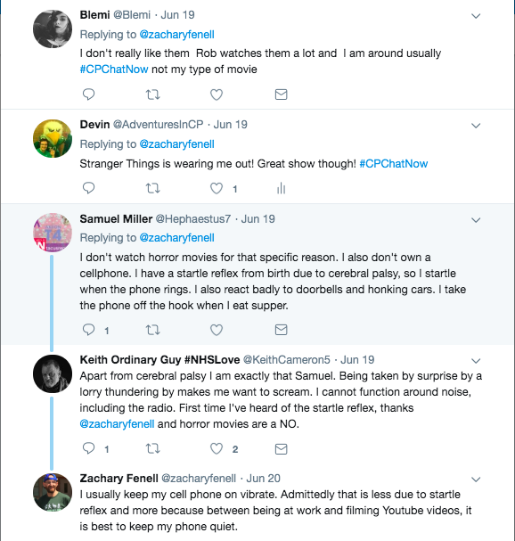 members continue to talk about issues with horror movies and startle reflex. members also talked cellphones