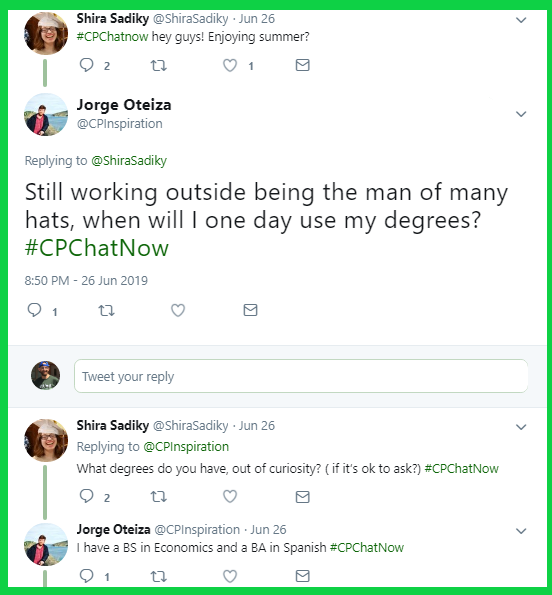 Jorge wonders when he will get to put his college degree to use. 