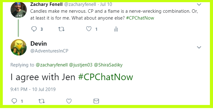 Devin also prefers flashlights over candles. 