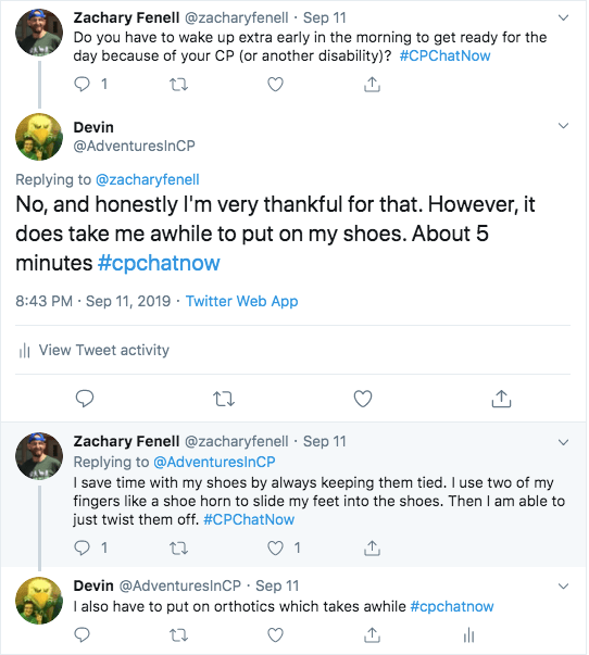 zach asked if members have to wake up early in the morning to get ready due to disability, I said no, but it does take me 5 minutes to put my shoes and orthotics on, zach said he saves time by keeping his shoes tied