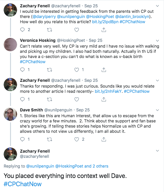 zach asked if parents could relate to the article. veronica said no because she was mild and she had no issues caring for her children. dave smith tweets stories like this allow people to escape, tweets about her support and fan base.