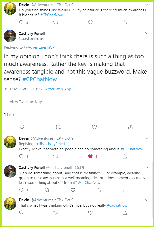 Zachary gives his input on cerebral palsy awareness. 