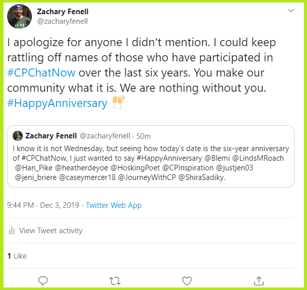 Tuesday, December 3rd, 2019 marked #CPChatNow's six-year anniversary!
