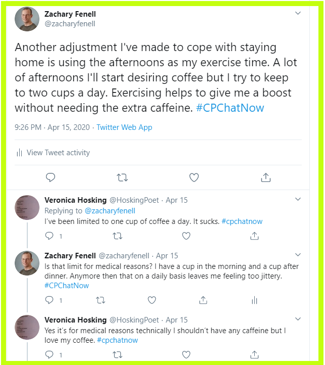 Zachary and Veronica discuss their fondness for coffee.