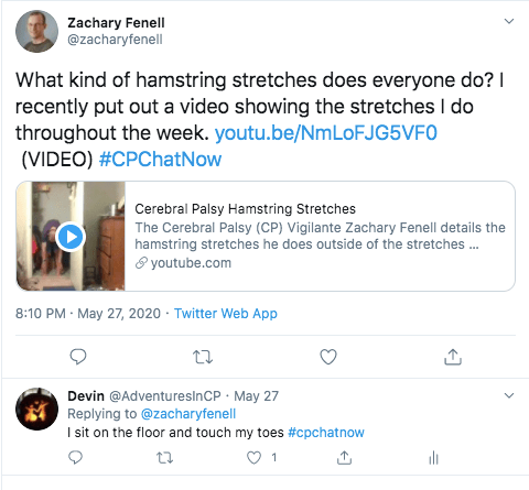 zach asking what hamstring stretches people do and sharing his youtube video