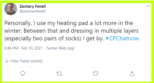 Zachary talks about how he manages to get by when the temperatures are cold.