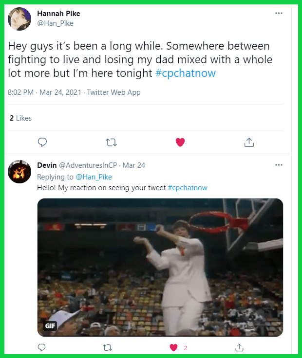 Devin happily greets Hannah during the #CPChatNow family reunion. 