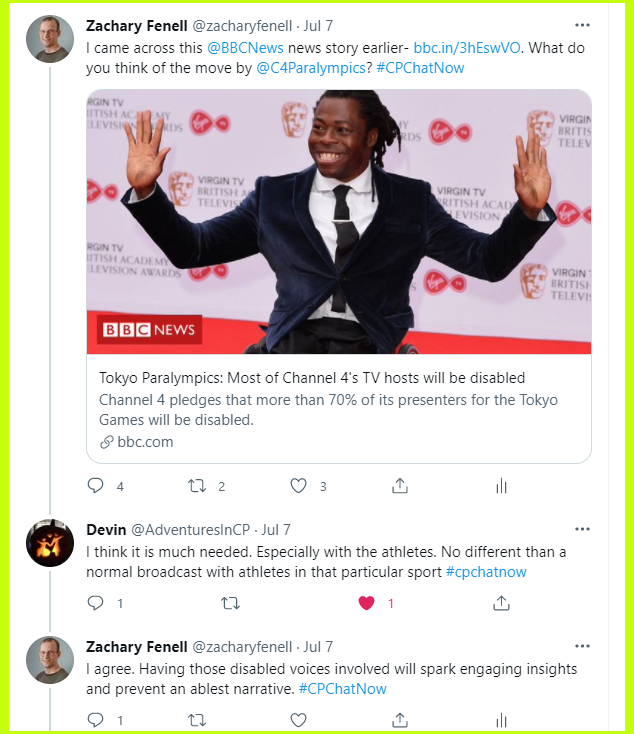 #CPChatNow participants discuss Paralympic coverage.