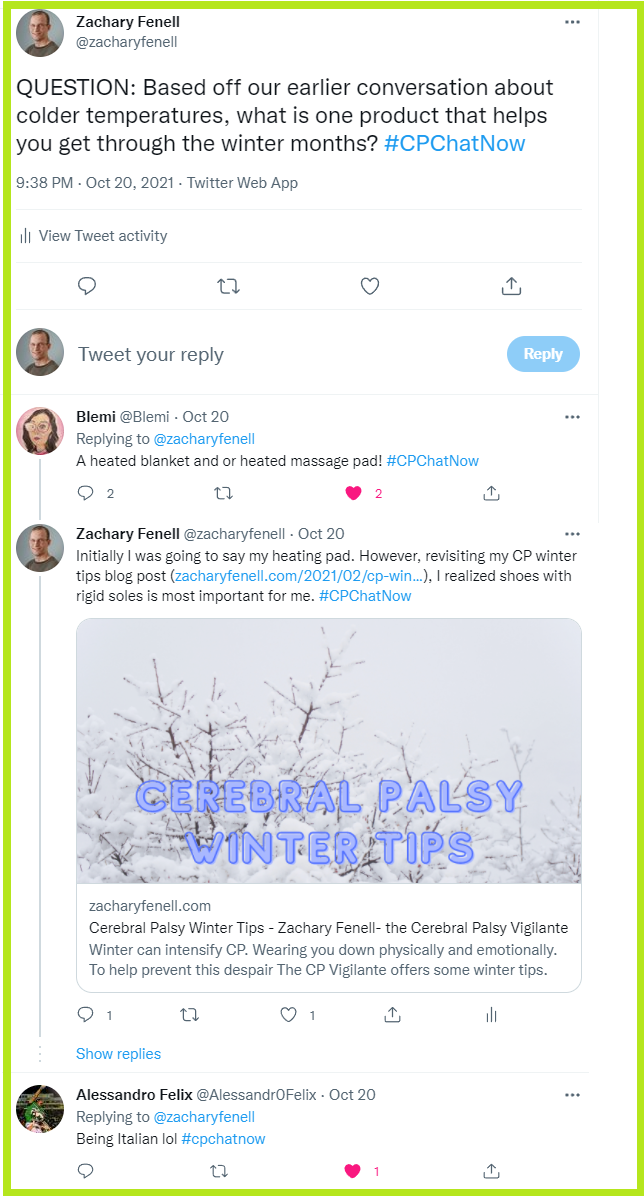 #CPChatNow participants answer "What is one product that helps you get through the winter months?"