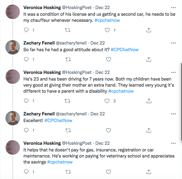 veronica tweeted it was a condition of him getting his license and second car. veronica tweeted her children learned it is different to have a parent with a disability, but they help pay for his car expenses wile he goes through veterinary school 