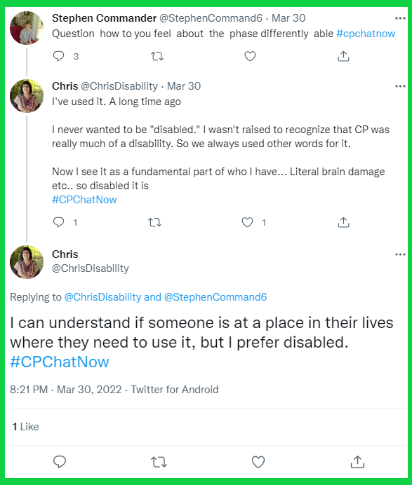 Chris gives her opinion on the "differently abled" phrase.