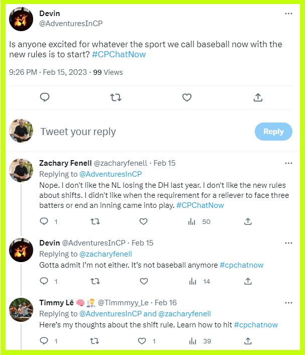 Devin, Zachary, and Timmy talk baseball. 