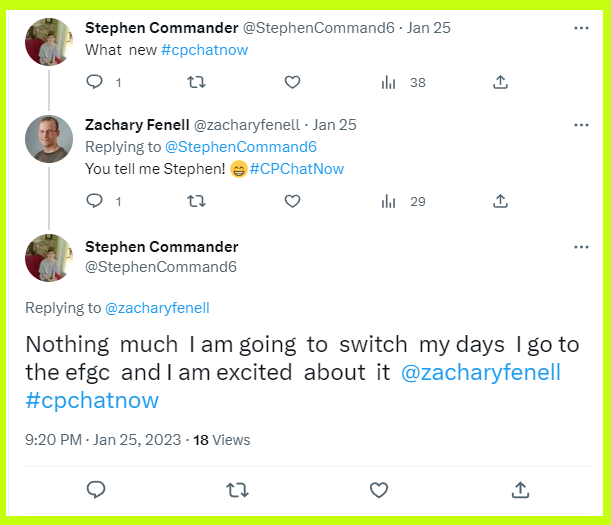 Stephen starts the chat on an upbeat note by sharing exciting news. 