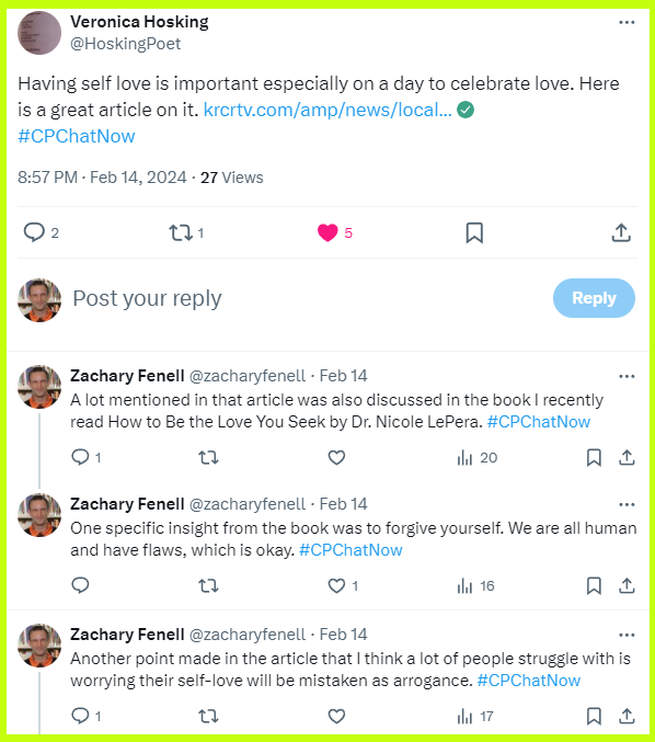 Zachary gives his thoughts on an article about self-love Veronica shared. 