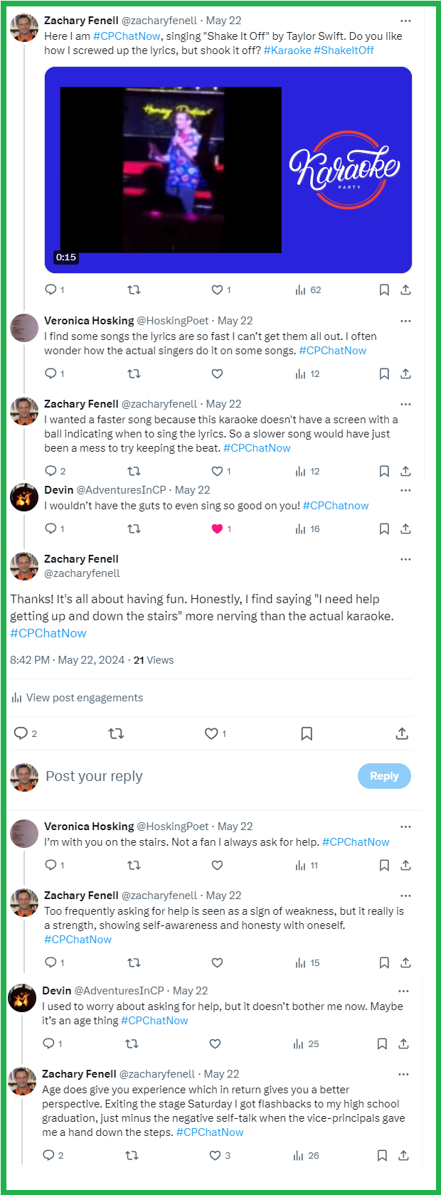 Karaoke conversation leads to discussion about asking for help and much more!